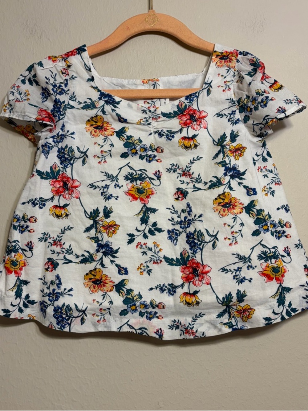 Janie and Jack Ivory Floral Sweatheart Blouse floral size 3
